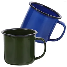Tasses 2 pcs en métal coloré émail tasse bureau voyage sac à dos étain camping tasse à café bière