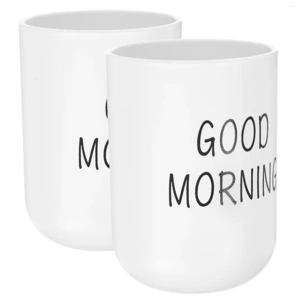 Tazas 2 pcs vasos de plástico tazas de viaje tazas de baño simples cepillador soporte de diente blanco