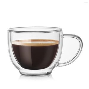 Tazas 200 ml Claro de doble pared de vidrio Espresso Cappuccino Taza Tasse Doméstico Latte Taza de café Caneca Taza Café Gato Xicara Vasos de té