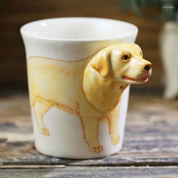 Tasses 200ml tasse animale peinte à la main 3D stéréo Labrador tasse en céramique dessin animé café matériau respectueux de l'environnement