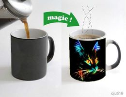 Tasses 2020 nouvelles couleurs chat magique tasse à café couleur changeante tasses tasse 110z en céramique thé lait tasse cadeau R230713