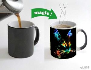 Tazas 2020 nuevos colores gato mágico taza de café tazas que cambian de Color taza 110z taza de leche de té de cerámica regalo R230713