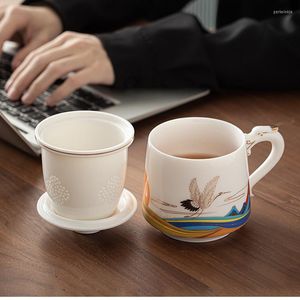 Tasses 2023 tasse de bureau en porcelaine blanche filtre en céramique eau thé tasse personnelle cadeau
