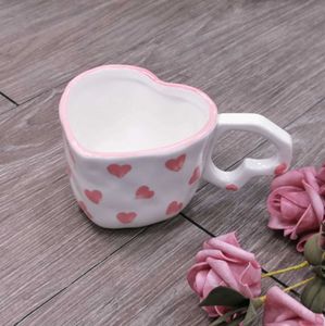 Mokken 2024 Midden -Oosten Style Coffee Tea Cup Creative Heart Cup Ceramics Milk Cups Porselein Coffee Cups Groothandel tafelwerkbekers Gift J240428