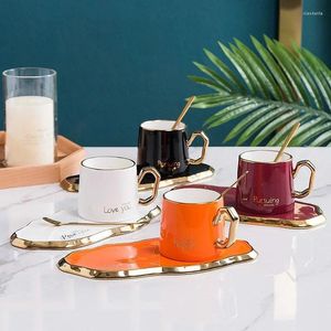 Mokken 2024 Noordse ins keramische koffiemok ontbijtbeker cadeau set drinkware melk havermoutgraan met lepel