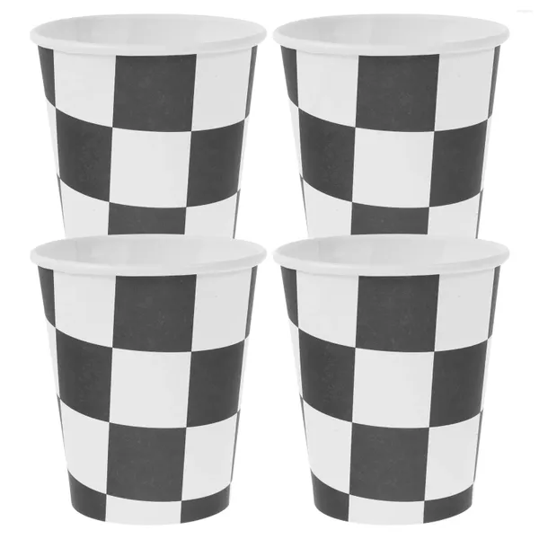 Tasses 20pcs Racing Party Cups jetables en papier à carreaux à carreaux à carreaux