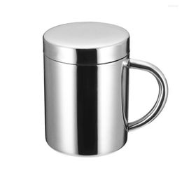 Tasses 210 ml/280 ml/400 ml poignée tasse à café double paroi multi-usage anti-dérapant miroir tasse de polissage avec couvercle pour le bureau à domicile