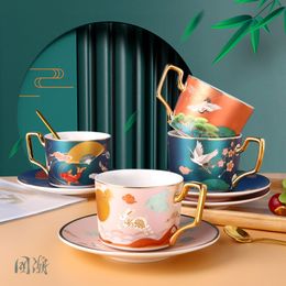 Tasses 220ml Simple mode céramique tasse à café ensemble européen grande capacité élégant rouge qualité os chine tasse thé 230825