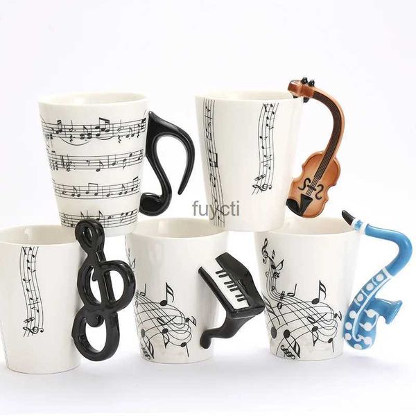 Tasses 230 ml/370 ml tasses à café en céramique créatives avec poignée musicale violon guitare Style tasse à café tasse d'eau cadeaux de nouveauté YQ240109