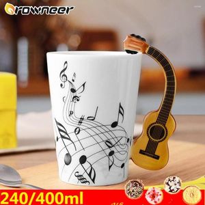 Mokken 240 ml/400 ml creatieve muziek mug gitaar viool piano vorm keramische theemelk koffie Water Stave Cup Instrument Hendle 12 stijlen