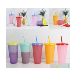 Tasses Tasses de détection magique de température de 24Oz tasses réutilisables de 700Ml tasse à changement de couleur en plastique tasse à café buvant St 938 Z2 livraison directe Dh18U