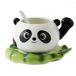 Tasses 260 ml en céramique Panda Café tasse de soucoupe cuillère délicate mignon tasse animale européen latte maison petit-déjeuner à la maison
