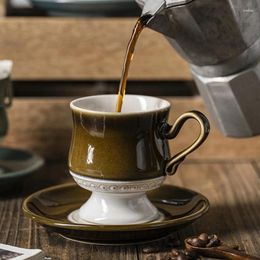 Mokken 260 ml Vintage Koffiekopje Keramische Theeservies Latte Mok Middag En Schotel Porselein Drinkware Gift