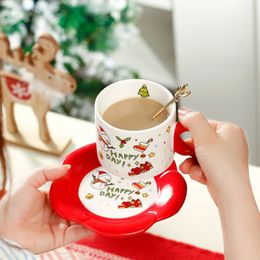 Tasses Tasse à café en céramique créative de 280ml, tasse en céramique de Style de noël pour les Couples, ensemble de thé et soucoupe de l'après-midi, tasses à café 231120