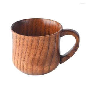 Tasses 2pcs tasse en bois en bois massif avec poignée trompette de thé d'eau de jujube aigre pour le salon de cuisine