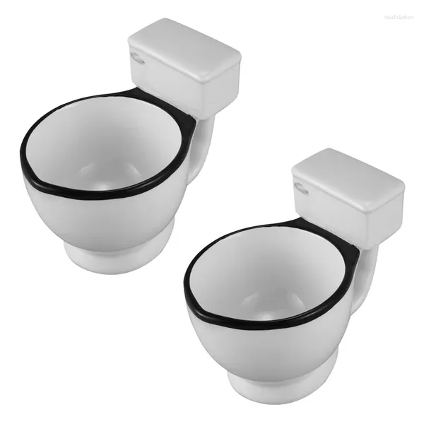 Tasses 2X Nouveauté Toilette Tasse En Céramique Avec Poignée 300Ml Café Thé Lait Glace Tasse Drôle Pour Cadeaux