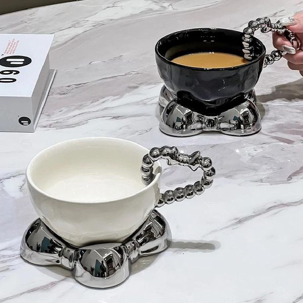 Tasses 300ml tasse à café en céramique et soucoupe ensemble mignon après-midi tasses à thé amour couple maison salon décoration