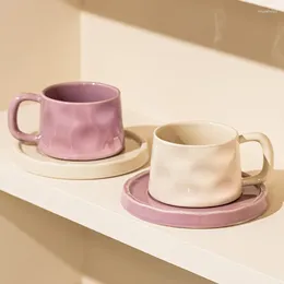 Tazas 300ml Taza de café de cerámica con platillo de desayuno con leche Copa de agua de agua Regalos de cumpleaños Decoración de mesa