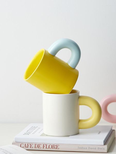 Tazas Taza de cerámica de 300ml, taza de café creativa con mango grueso y bonito, para el hogar, desayuno, leche, avena, agua, tazas de té, utensilios de cocina