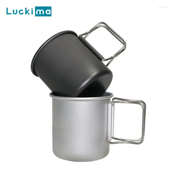 Tasses 300 ml tasse de camping extérieur avec poignée pliable pliable tasse en alliage en aluminium ultra-léger portable pour cuisson de randonnée