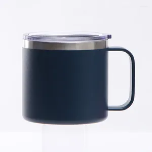 Tasses 304 en acier inoxydable 14oz tasse à café double couche isolé sous vide gobelet portable en plein air eau lait thé tasses avec couvercle