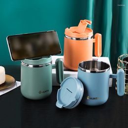 Mokken 304 Roestvrij Staal Dubbele Laag Met Deksel Koffiekopje Grote Capaciteit Water Cups Mok Tumbler Tazas Drinkware Espresso