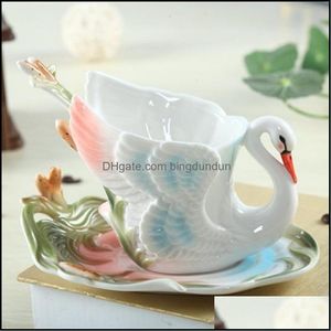 Mokken 305 ml Creative Tea Pot en Cup Set Saucer Art Gift Gepersonaliseerd keramische prachtige Mug Taza Ceramica Ceramica Drinkware Drop Delivery Home Dhjjq