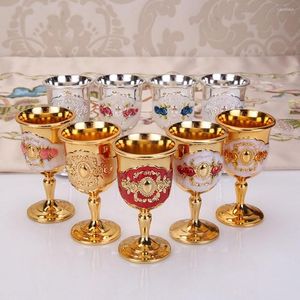 Tasses 30 ml verres à vin Champagne gobelet coupe à Cocktail or rétro métal verre Style européen cadeau pour Bar décor à la maison