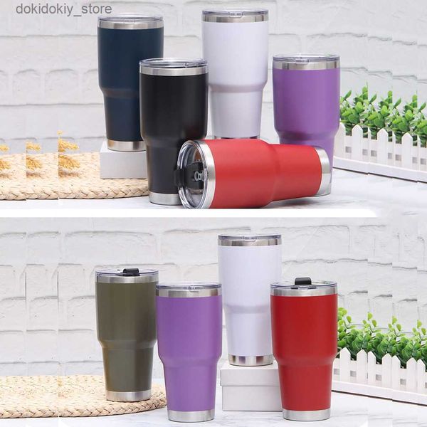 Tazas 30 oz Mus Tumblers reutilizables Copas de acero inoxidable Vacú Botella de agua de doble pared Botella de sublimación térmica Copa Coffee Beer Bebida Mu ZL0257SEA L49