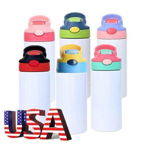 Tasses 30pack USA Entrepôt en vrac 12oz de sublimation consécutive pour enfants flip top gobelers enfants bouteille d'eau 240410