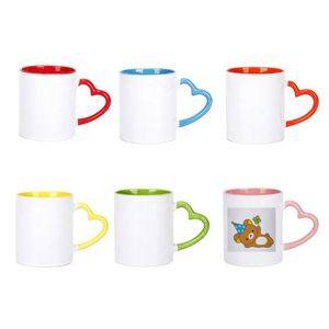 Tasses 320ml transfert de chaleur en céramique Sublimation tasse blanche créative en forme de coeur poignée tasse d'eau bricolage ménage tasses à café goutte livrer DH6Yx