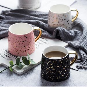 Mokken 330 ml 3d roze zwarte witte stip keramische platen Cups Kinderen Verjaardagsfeestje Set Polka Dots Levering koffiemok