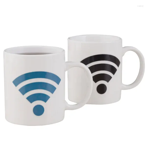 Tazas 330ml Taza de cerámica que cambia de color Taza de desayuno para estudiantes Sistema de patrón de señal Hervidor Leche Café Amigos Regalos