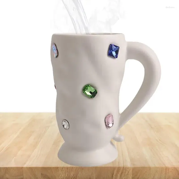 Tazas Taza de café de piedras preciosas de 330 ml Taza de té de la mañana bellamente hecha a mano Decoración de escritorio de cerámica Latte para chocolate