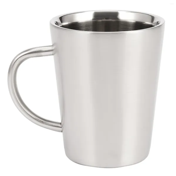 Tasses 340 ml en acier inoxydable cuivre plaqué tasse à café double couches 304 haute température résistance lait thé tasse argent