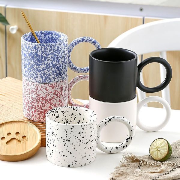 Tazas 340 ml Ins coreano Fashion tinta tinta tinta leche tazas de café tazas de cerámica taza de té de té cerveza bebida al por mayor 230815