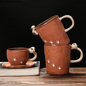 Mokken 340 ml vintage keramische mug koffiekop en schotel set paar kopjes watermelk huis ontbijt snackbladen schotel thee mugsmugs