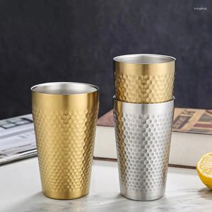 Tasses 350/450 ml Double mur de grande capacité Anti-Scald 304 Thé à thé de café en acier inoxydable Tasse de bière durable tasse de vin Verre