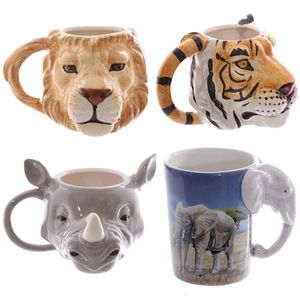 Mokken 350 ml 3D dier mok neushoorn tijger leeuwenkop keramische drinkware gepersonaliseerde koffie nieuwigheid geschenken 231120