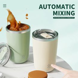 Tasses 350ml automatique auto-remuant tasse café lait jus mélange tasse électrique en acier inoxydable paresseux rotatif magnétique 231122