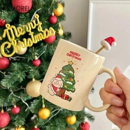 Mokken 350 ml kerst keramiek koffiemok met lepelboom sneeuwman de kerstman Claus Gingerbread Man Cup voor melkmiddagthee