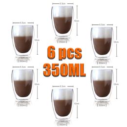 Mokken 350 ML Double Wall Cup Transparante Handgemaakte Hittebestendige Thee Drink MINI Whiskey 100 Celsius Espresso Koffie 230627