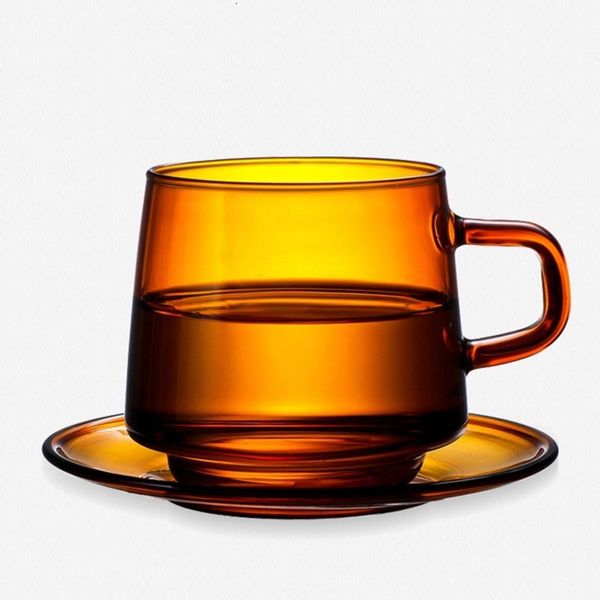 Tasses 350 ml haute tasse en verre borosilicate résistant à la chaleur café ins bouteille d'eau mignon monocouche avec poignée cuisine Drinkware 230923