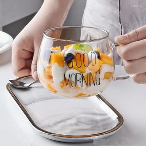 Mokken 350 ml transparant glas koffie thee mok creatieve brief bedrukte dranken dessert ontbijt melk cup -handgreep drinkware