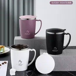 Tazas 350 ml con taza térmica de acero inoxidable Taza de agua Frasco Mango aislado Termo 304 Café portátil Botella a prueba de fugas Vacío de acero