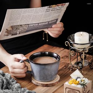 Tasses 360 ml simples Nordic Ceramic Glaze Retro Ins Coffee Tea Mug avec poignée créative Personnalité du ménage
