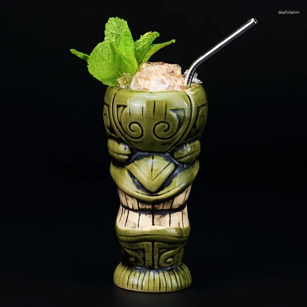Tazas 370ml Hawaii Cerámica Tiki Taza Porcelana Creativa Cerveza Copa de Vino Herramienta de Bar