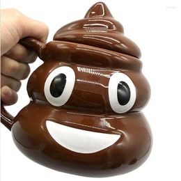 Mokken 380ml Cartoon Glimlach Kak Mok Thee Koffiekopje Grappige Humor Gift 3D Stapel Met Handgreep Deksel Kantoor drinkware