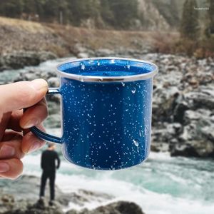 Tasses 380ML Mode Émail Étoilé Ciel Tasse Camping Café En Plein Air Portable Suspendu En Aluminium Tasse Pour Randonnée Traval