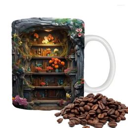 Mugs 3D Bookshelf Mok Ceramic Coffee Mark Theonp Multifunctionele Creative Librarian Drinkware Storage Organizer Forkitchen Supply